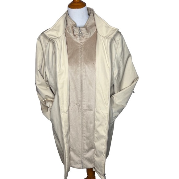 Weatherproof All Weather Mid Length Car Coat Ivory Size XL Insulated Zip Classic - Picture 5 of 13